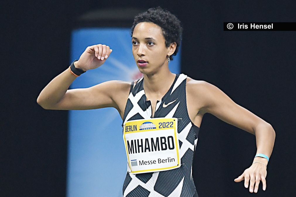 Neue und alte Deutsche Meisterin Malaika Mihambo (LG Kurpfalz) - hier 2022 beim ISTAF Indoor Berlin, Foto: Iris Hensel